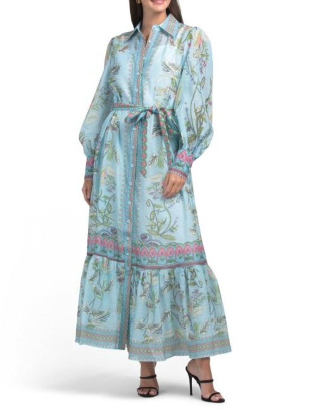 NANCY YANG Belted Shirt Dress